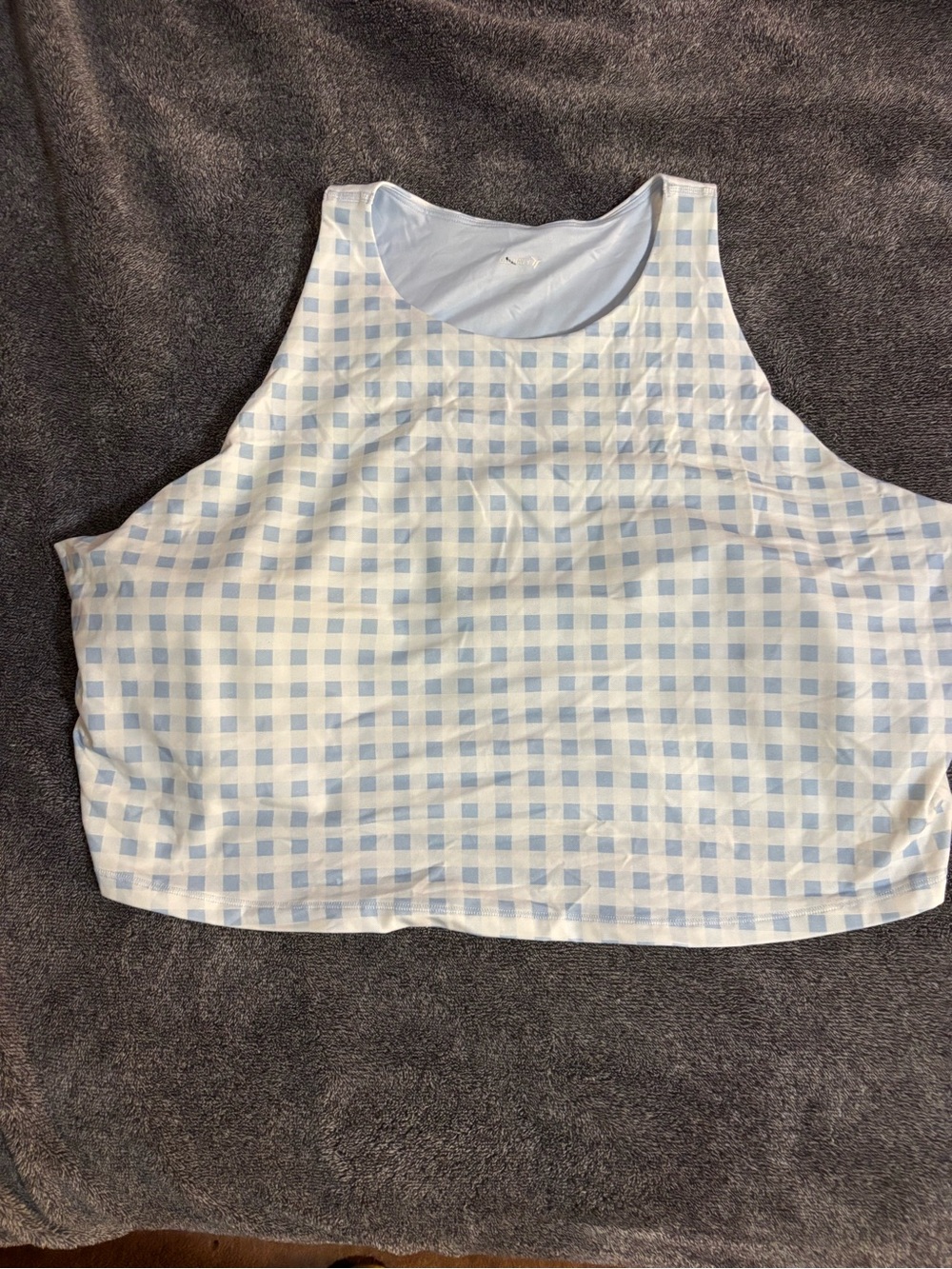 Old Navy Light Blue & White Gingham Crop Tank Sports Bra